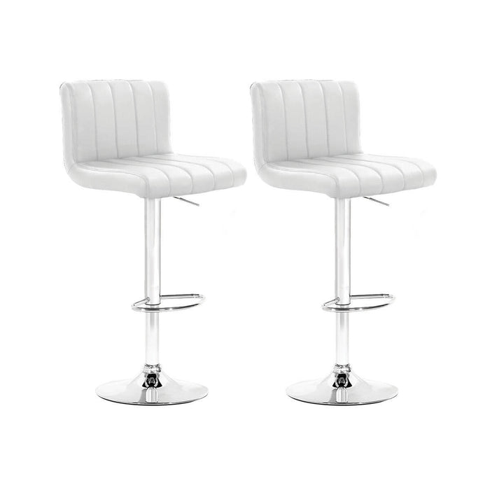 Set of Two Mila White Modern Gas Lift Bar Stools