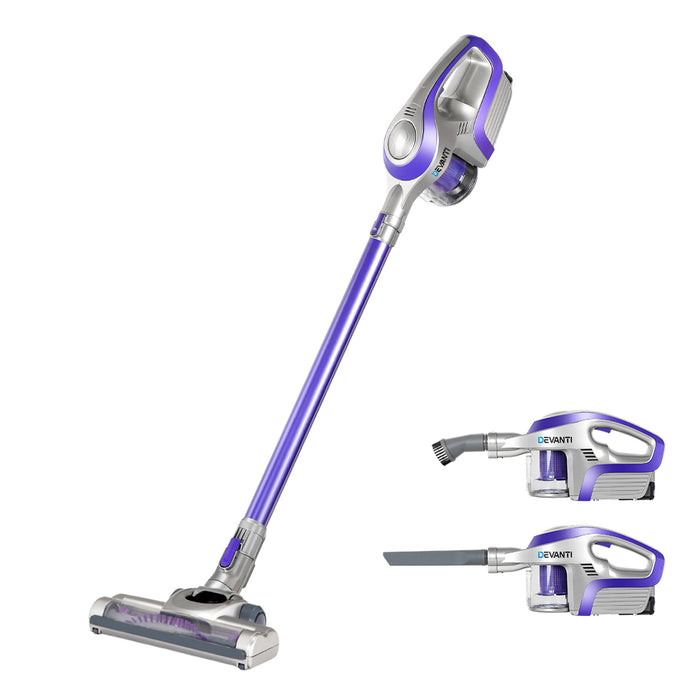 Devanti 150W Stick Handstick Vacuum Cleaner | Purple Grey Cordless Vacuum Cleaner
