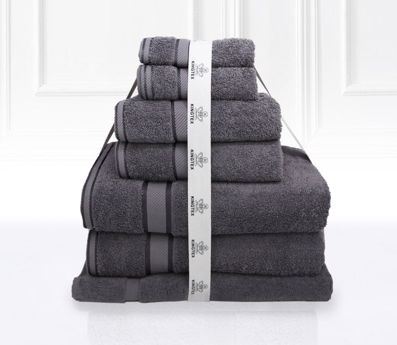 Luxury Kingtex 100% Supreme Cotton Towel Set | 100% Cotton Bath Towel Set | 2 Size Sets - 17 Colours Bath Towels & Washcloths 7 Piece Set / CHARCOAL Ontrendideas Bed and Bath