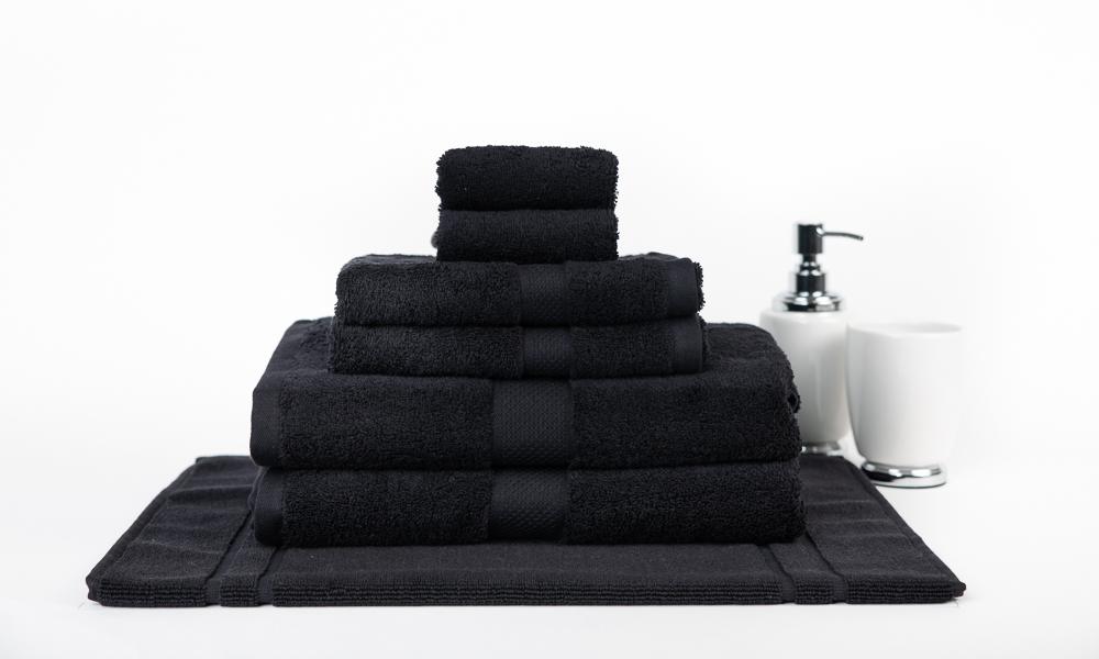 100% Premium Combed Cotton Extra Large Bath Sheet Towel Set | 7 or 14pc Sets | Superior Abosrbance and Size | 2 Sizes - 30 Colours Bath Towels & Washcloths 7pc Set / Black Ontrendideas Bed and Bath