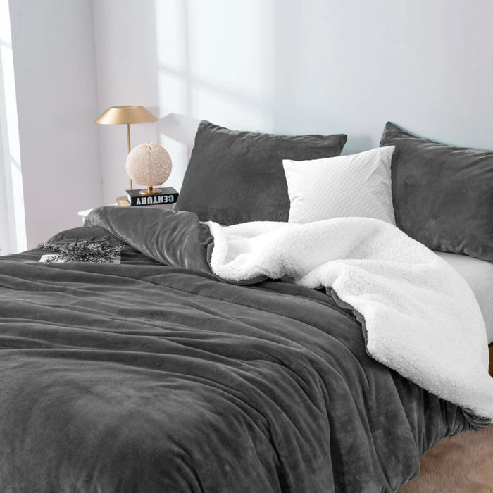 Plush 2 in 1 Teddy Sherpa Quilt Cover Set and Blanket | Warm Sherpa Bedding Set | 3 Sizes - 4 Colours