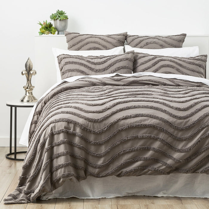 Wave 100% Cotton Chenille Vintage Washed Tufted Quilt Cover Set by Cloud Linen |4 Sizes - 5 Colours