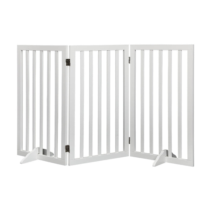Pawzee Extra Tall 80cm High White Wooden Pet Gate | Foldable Stable Dog Fence Safety Stairs Gate in 3 Sizes