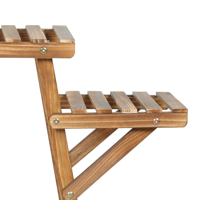 Natura 4-Tier Plant Stand Wood Wooden Wheel Shelf Flower Pots Rack Indoor Garden