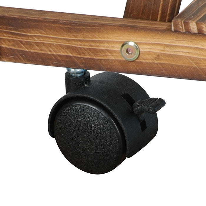 Natura 4-Tier Plant Stand Wood Wooden Wheel Shelf Flower Pots Rack Indoor Garden