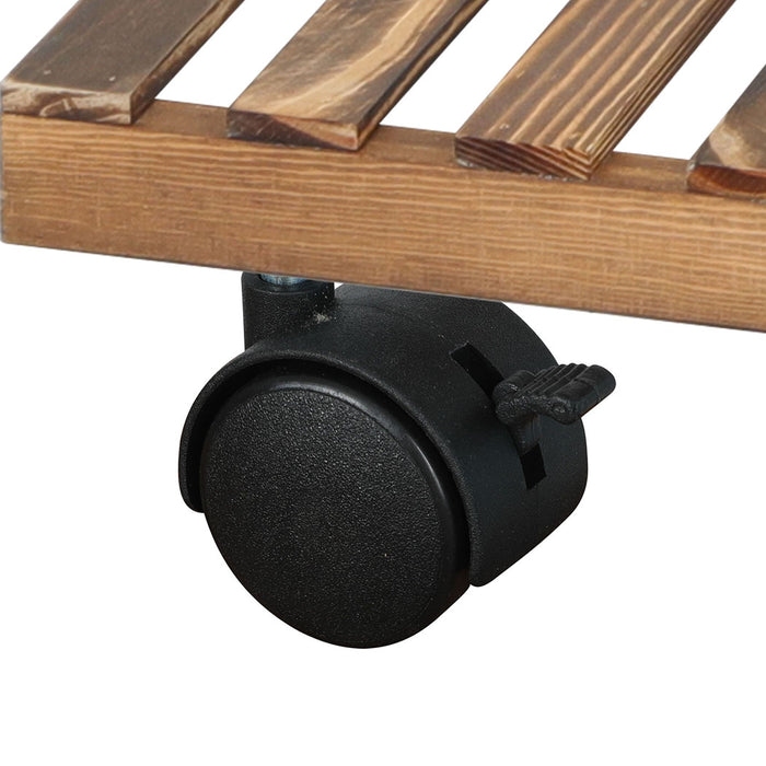 Natura 3-Tier Plant Stand Wood Wooden Wheel Shelf Flower Pots Rack Indoor Garden