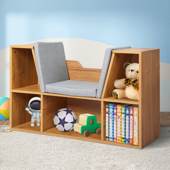 Funzee Kids Bookcase Toys Box Shelf Storage Cabinet | Kids Storage Seater Bench