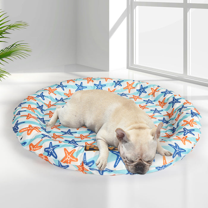 Pawzee Cool Gel Waterproof Pet Bed Mat | Self Cooling Round Dog Bed | Starfish Large