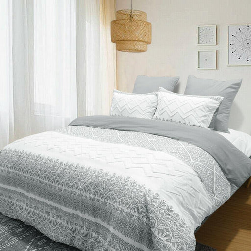 Elite BOHO 3PC Bamboo Comforter Set | Modern Chic Cooling Comforter | Pinsonic Embossed Comforter | 2 Sizes - 3 Colours Quilts & Comforters Queen / Silver Ontrendideas Bed and Bath