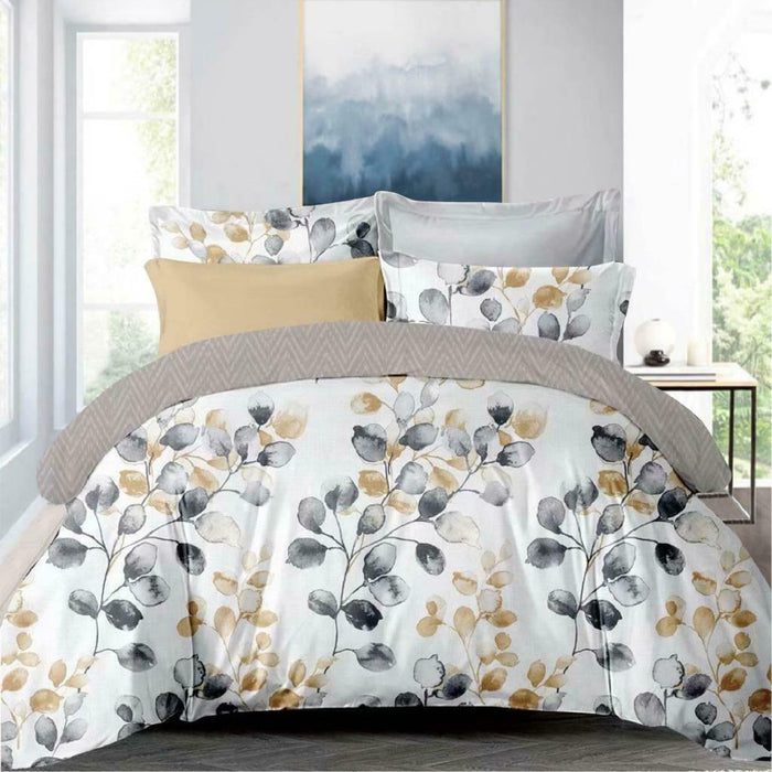 300TC Modern Design Eden Leaves Soft Quilt Cover Set | 6 Sizes SK