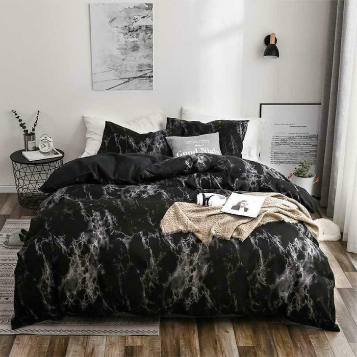 300TC Dark Marble Soft Touch Quilt Cover Set | 6 Sizes SK
