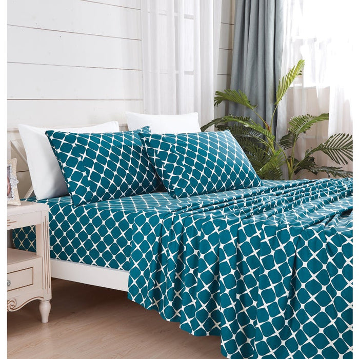 1500TC Ultra Soft Modern Printed Sheet Set | Premium Cooling Microfibre Sheets | 4 Sizes - 4 Colours