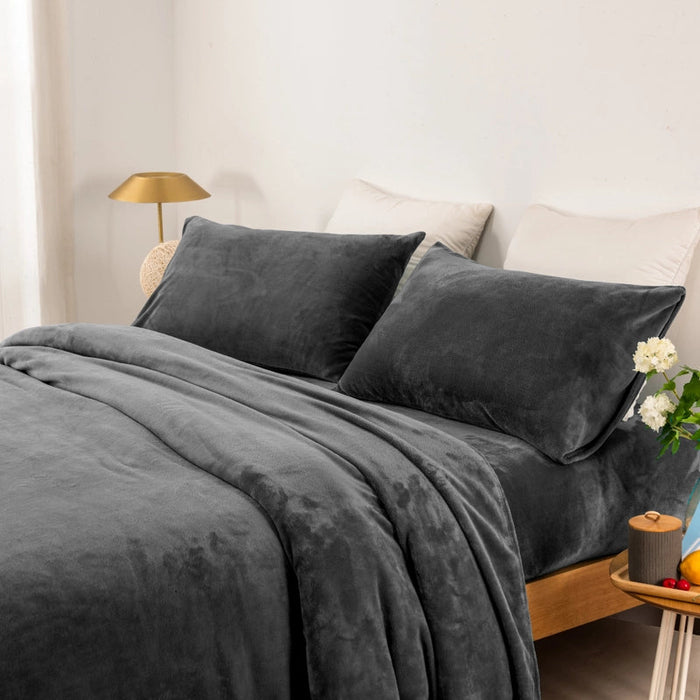 Thermal 240GSM Super Warm Microplush Sheet Set | Polar Fleece Style Premium Warm Sheets | 5 Sizes - 4 Colours