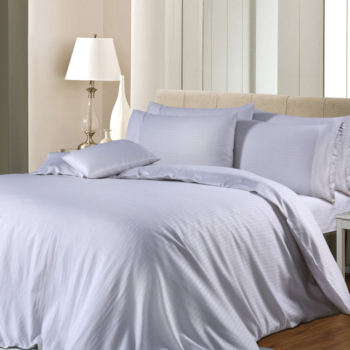 1000TC 6pc Pin Stripe Cotton Rich Sheet and Quilt Cover Set | 2 Sizes - 6 Colours