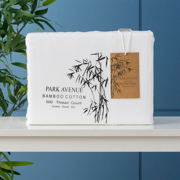 500TC Superior Bamboo Cotton Hotel Quality Sheet Set by Park Avenue | Premium Fibre and Quality | 7 Sizes - 8 Colours
