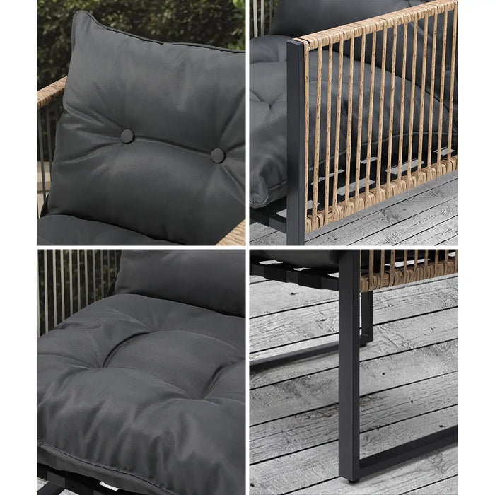 Ulara 4 Piece Outdoor Furniture Patio Set | UV Resistant Wicker Lounger Setting