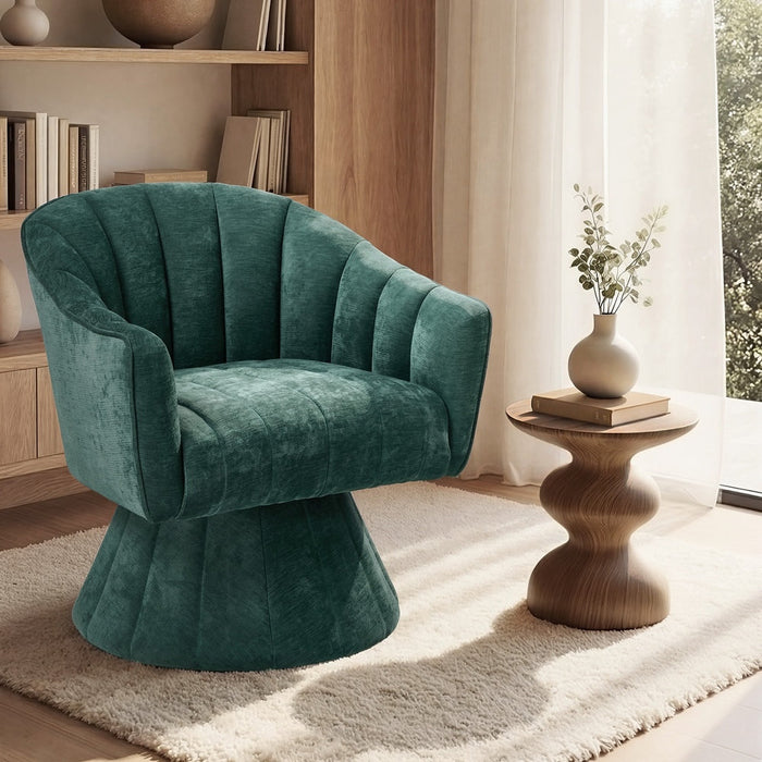 Florence Plush Fabric 360 Swivel Lounge Chair | Modern Statement Piece Accent Tub Chair
