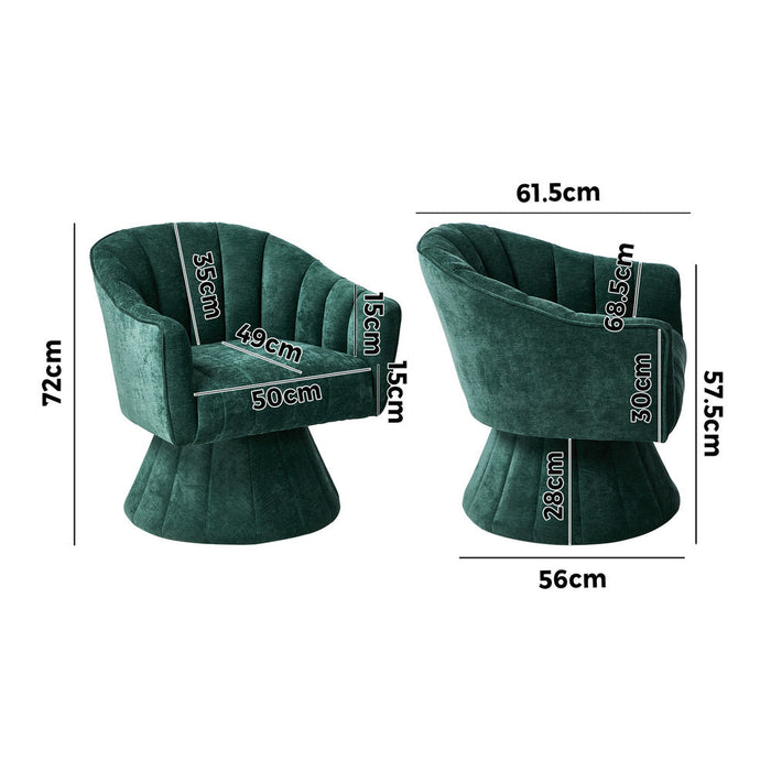 Florence Plush Fabric 360 Swivel Lounge Chair | Modern Statement Piece Accent Tub Chair