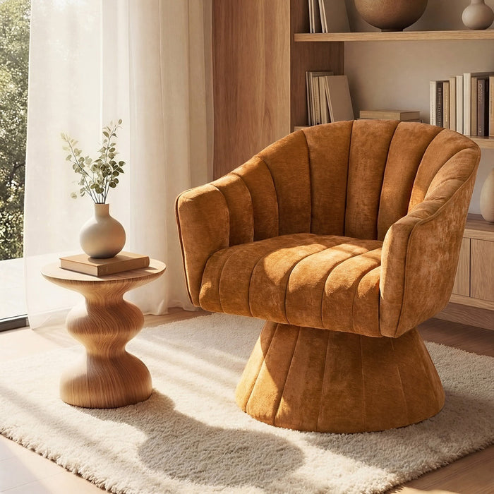 Florence Plush Fabric 360 Swivel Lounge Chair | Modern Statement Piece Accent Tub Chair