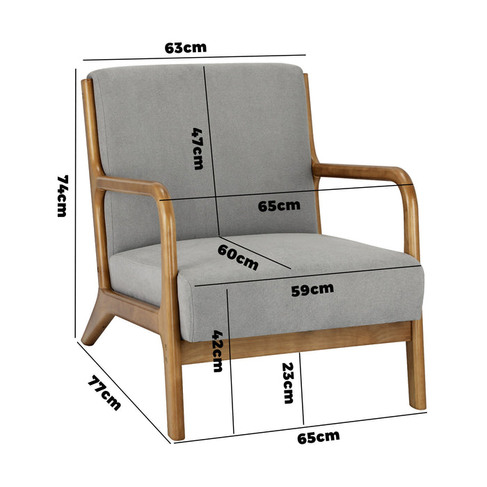 Modern Jakara Accent Lounge Chair | Soft Upholstered Wooden Fabric Lounge Armchair by Oikiture