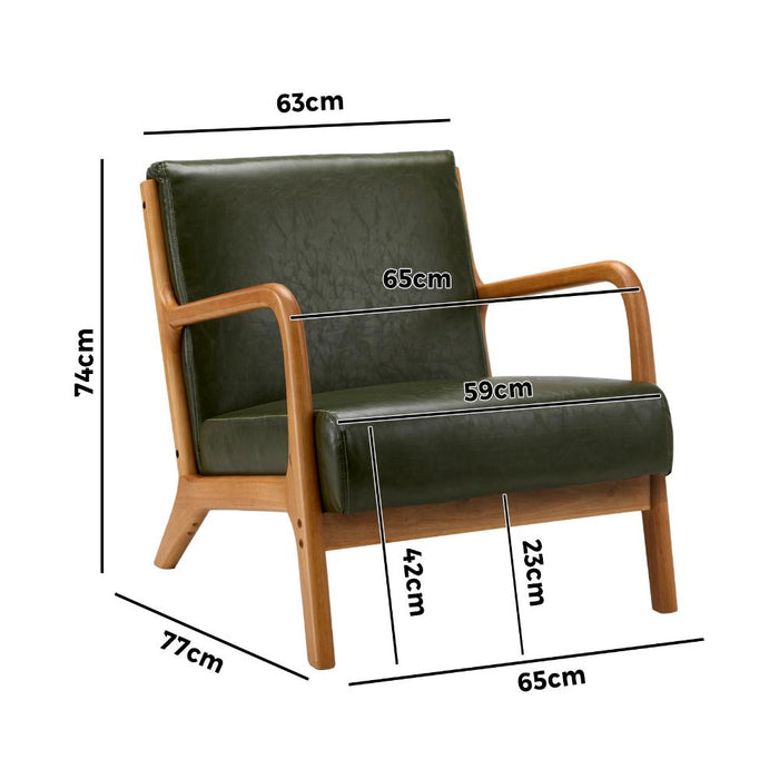 Teramo PU Leather Accent Couch Lounge Chair | Modern Sofa Style Wood Designer Armchair