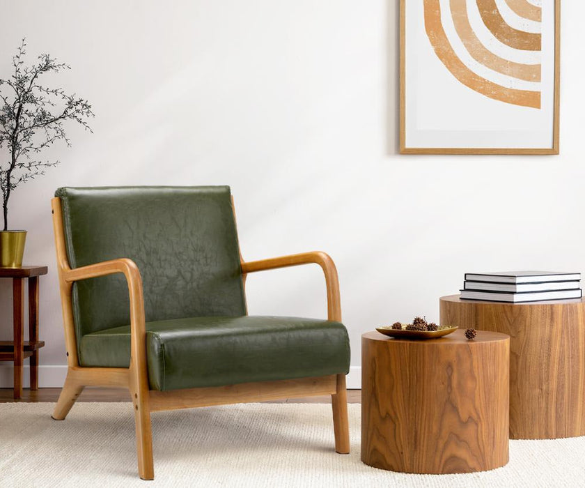 Teramo PU Leather Accent Couch Lounge Chair | Modern Sofa Style Wood Designer Armchair