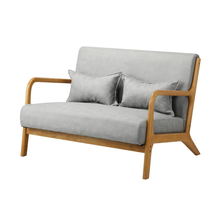 Teramo 2 Seater Accent Couch Lounge Chair | Modern Fabric and Wood Designer Armchair & 2 Bonus Cushions
