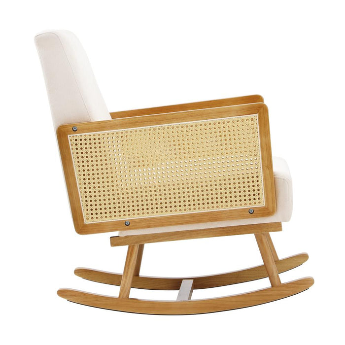 Allepo Super Comfort Linen Rocking Chair | Rattan Wooden Nursing Rocking Armchair