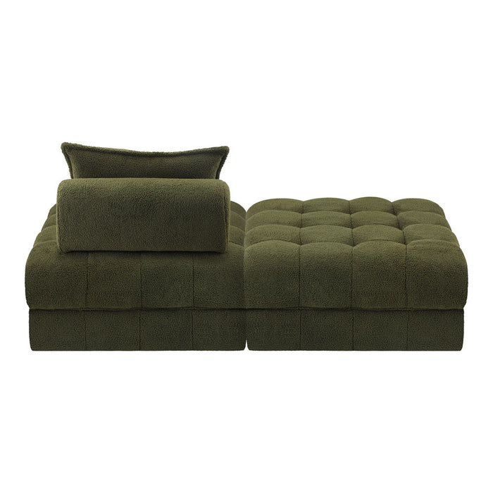Valore Verde Modular Sofa Lounge Set | Adjustable Armless Boucle Green Fabric Sofa Modular Lounge