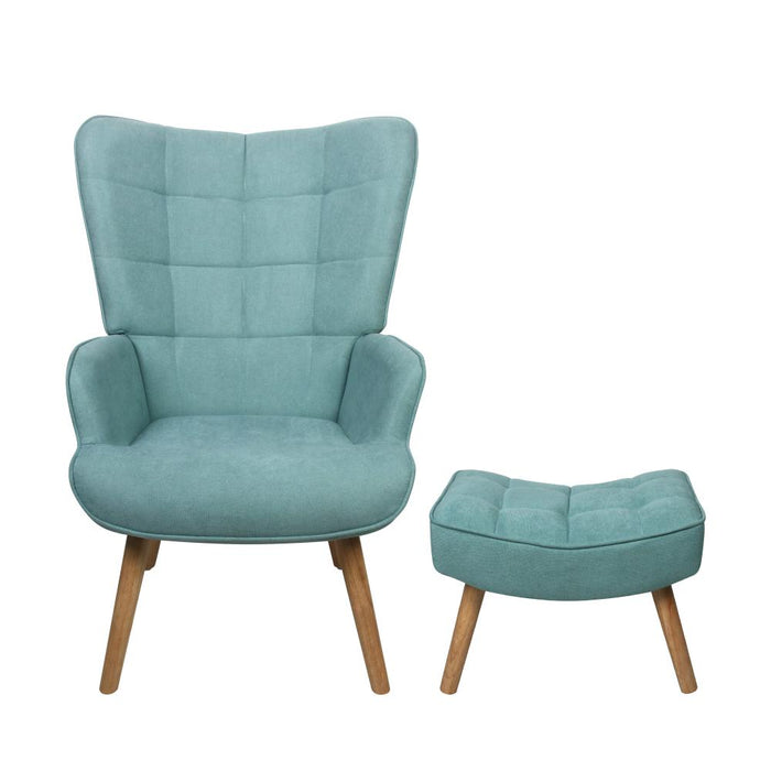 Sierra Fabric Lounge Chair And Ottoman Stool Set | Premium Upholstered Soft Armchair and Ottoman