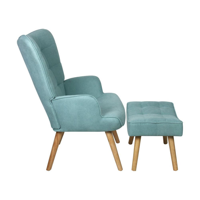 Sierra Fabric Lounge Chair And Ottoman Stool Set | Premium Upholstered Soft Armchair and Ottoman