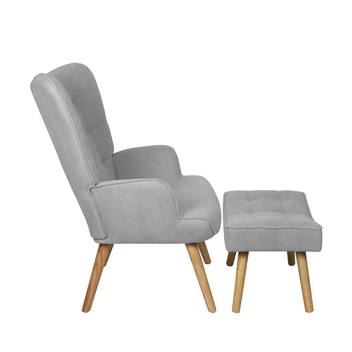 Sierra Fabric Lounge Chair And Ottoman Stool Set | Premium Upholstered Soft Armchair and Ottoman