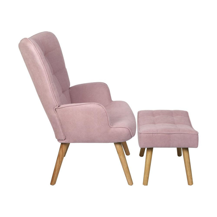 Sierra Fabric Lounge Chair And Ottoman Stool Set | Premium Upholstered Soft Armchair and Ottoman