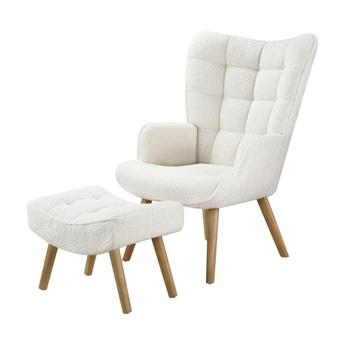 Sierra Fabric Lounge Chair And Ottoman Stool Set | Premium Upholstered Soft Armchair and Ottoman