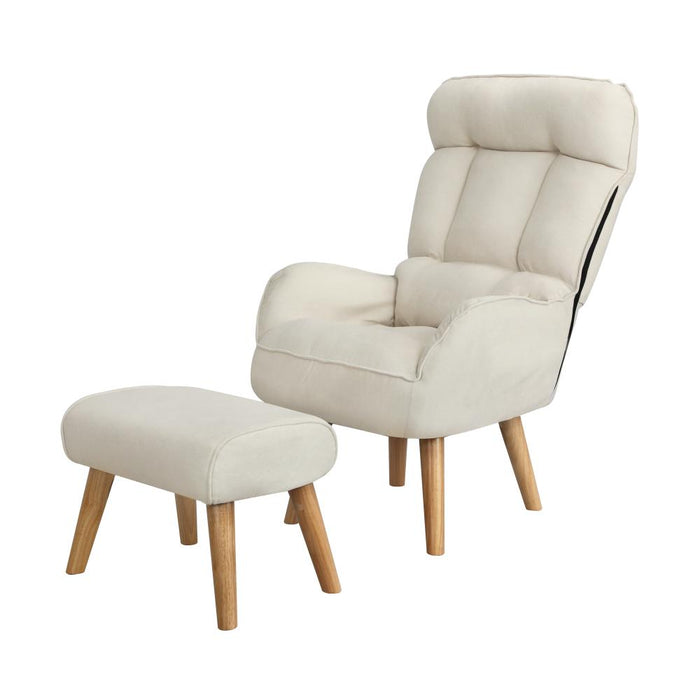 Lana Fabric Lounge Chair And Ottoman Stool | Swivel Seat Recline Extra Soft Armchair and Ottoman Set