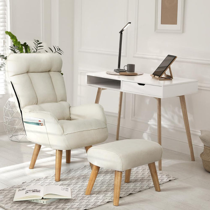 Lana Fabric Lounge Chair And Ottoman Stool | Swivel Seat Recline Extra Soft Armchair and Ottoman Set