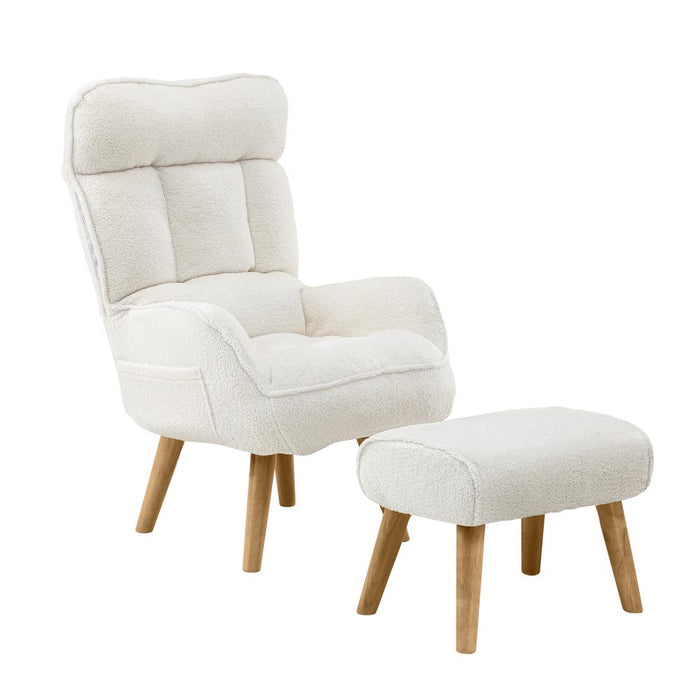 Lana Fabric Lounge Chair And Ottoman Stool | Swivel Seat Recline Extra Soft Armchair and Ottoman Set