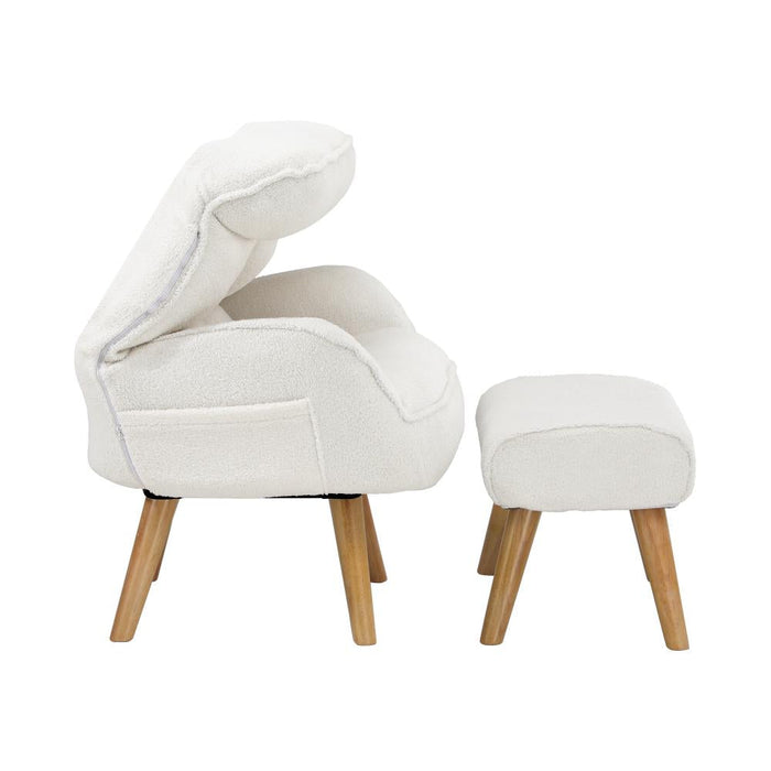 Lana Fabric Lounge Chair And Ottoman Stool | Swivel Seat Recline Extra Soft Armchair and Ottoman Set