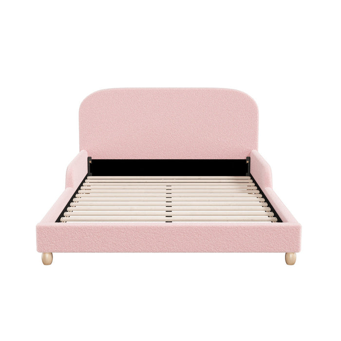 Teddy Leo Winged Soft Boucle Kids Bed | Cushioned Premium Boucle Fabric Childrens Bed Frame