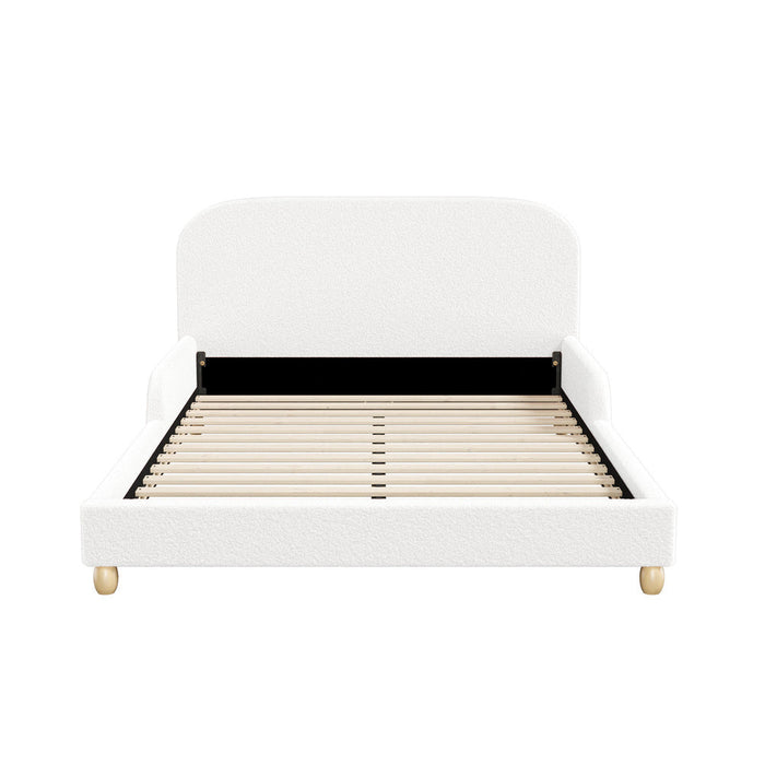 Teddy Leo Winged Soft Boucle Kids Bed | Cushioned Premium Boucle Fabric Childrens Bed Frame