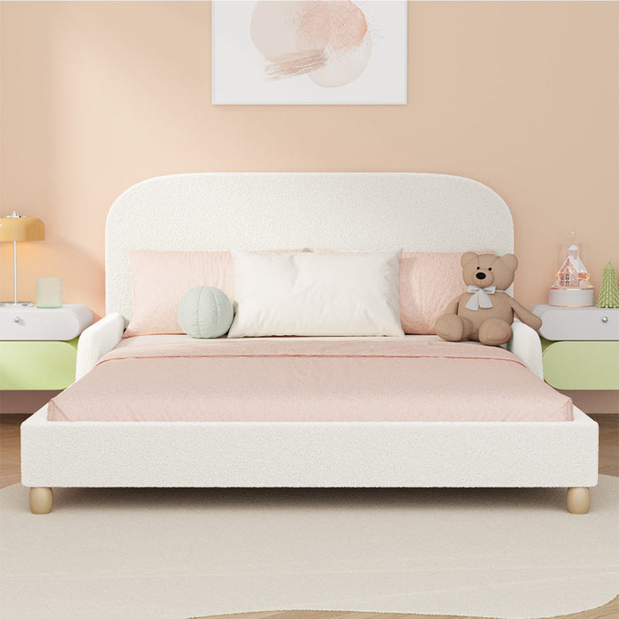 Teddy Leo Winged Soft Boucle Kids Bed | Cushioned Premium Boucle Fabric Childrens Bed Frame