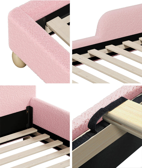 Teddy Leo Winged Soft Boucle Kids Bed | Cushioned Premium Boucle Fabric Childrens Bed Frame