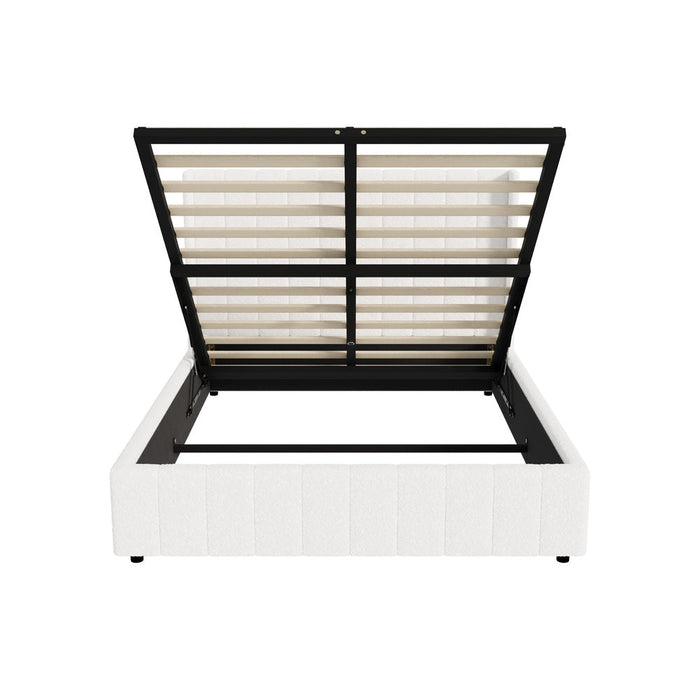 Allure Royale Boucle Fabric Gas Lift Storage Bed | Two In One Bed and Storage Combo Bed Frame in Boucle