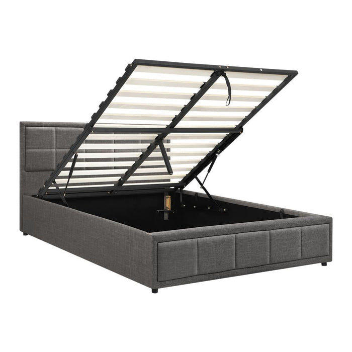 Teddy Milo Grey Fabric Deluxe Gas Lift Storage Bed Frame  | Embossed Fabric Gas Lift Modern Bed