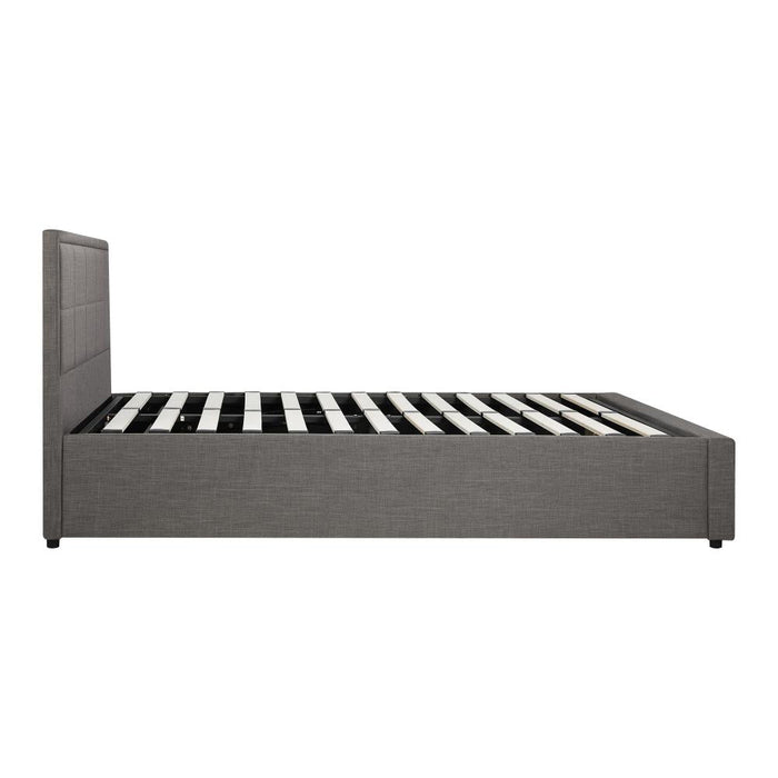 Teddy Milo Grey Fabric Deluxe Gas Lift Storage Bed Frame  | Embossed Fabric Gas Lift Modern Bed