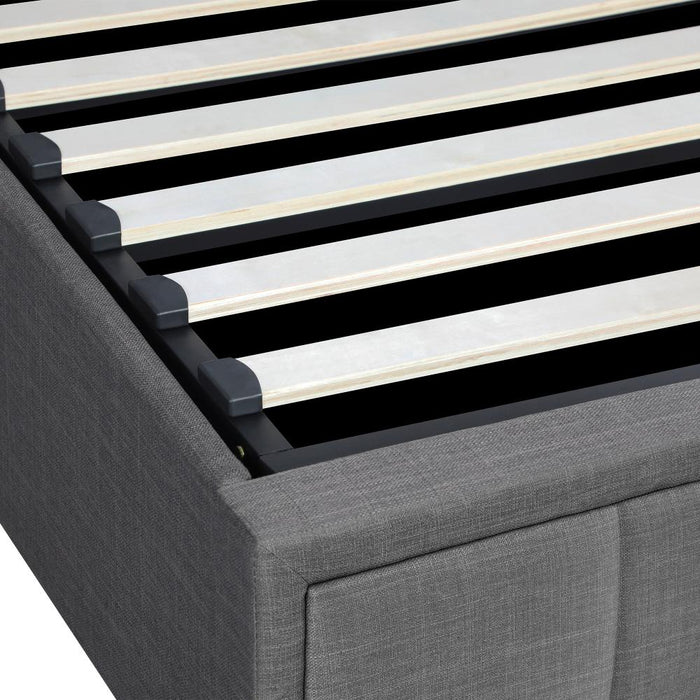 Teddy Milo Grey Fabric Deluxe Gas Lift Storage Bed Frame  | Embossed Fabric Gas Lift Modern Bed