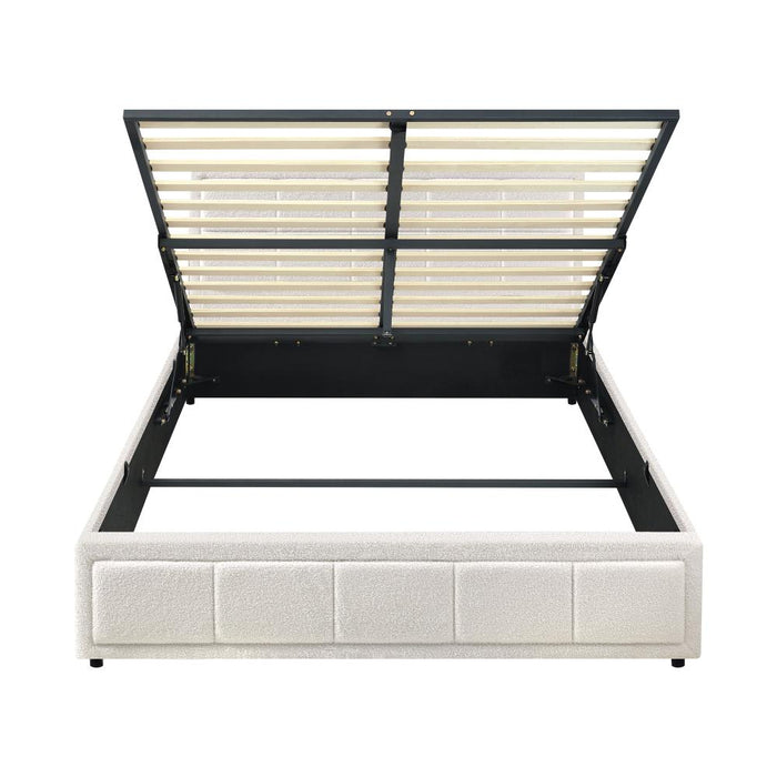 Teddy Milo Boucle Fabric Deluxe Gas Lift Storage Bed Frame  | Embossed Fabric Gas Lift Modern Bed