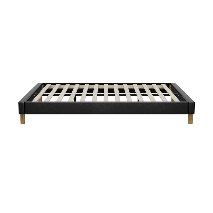 Amalfi Nero Black PU Leather Platform Bed Base | Beautiful Modern PU Leather Bed Base