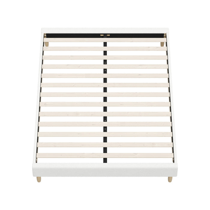 Teddy Milo Boucle Platform Bed Base | Beautiful Modern Boucle Fabric Bed Base