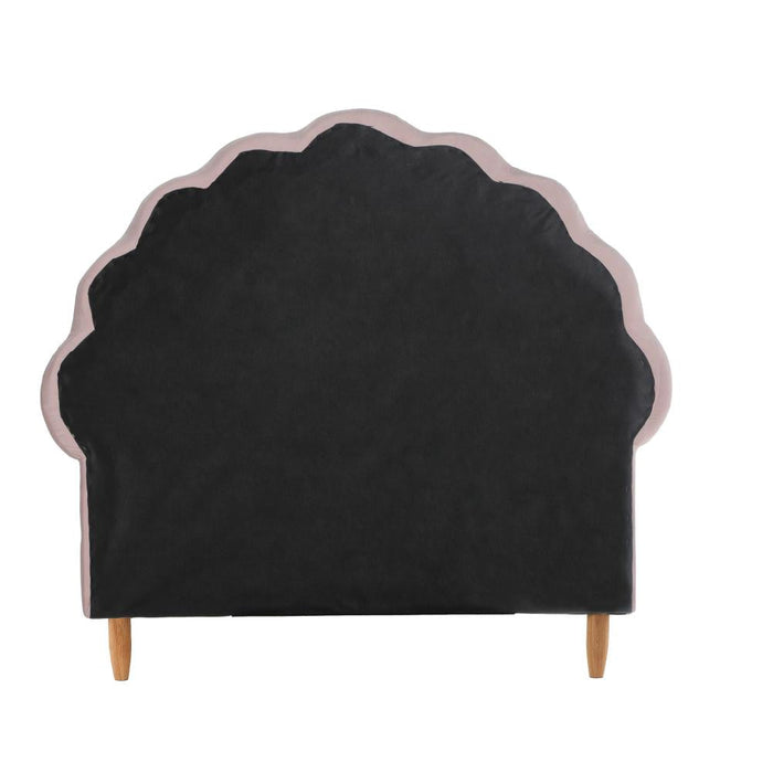 Princess Arial Pink Seashell Style Velvet Fabric Bed Frame | Kids Pink Soft Touch Fabric Bed